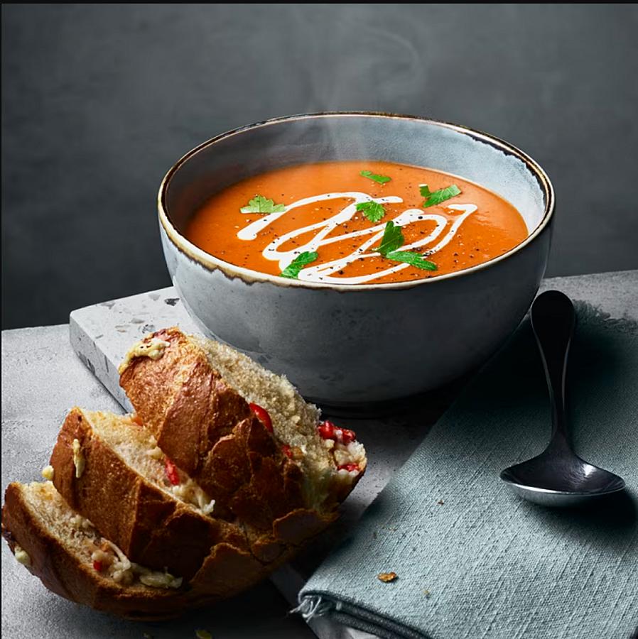 Tomato Soup with Garlic Bread